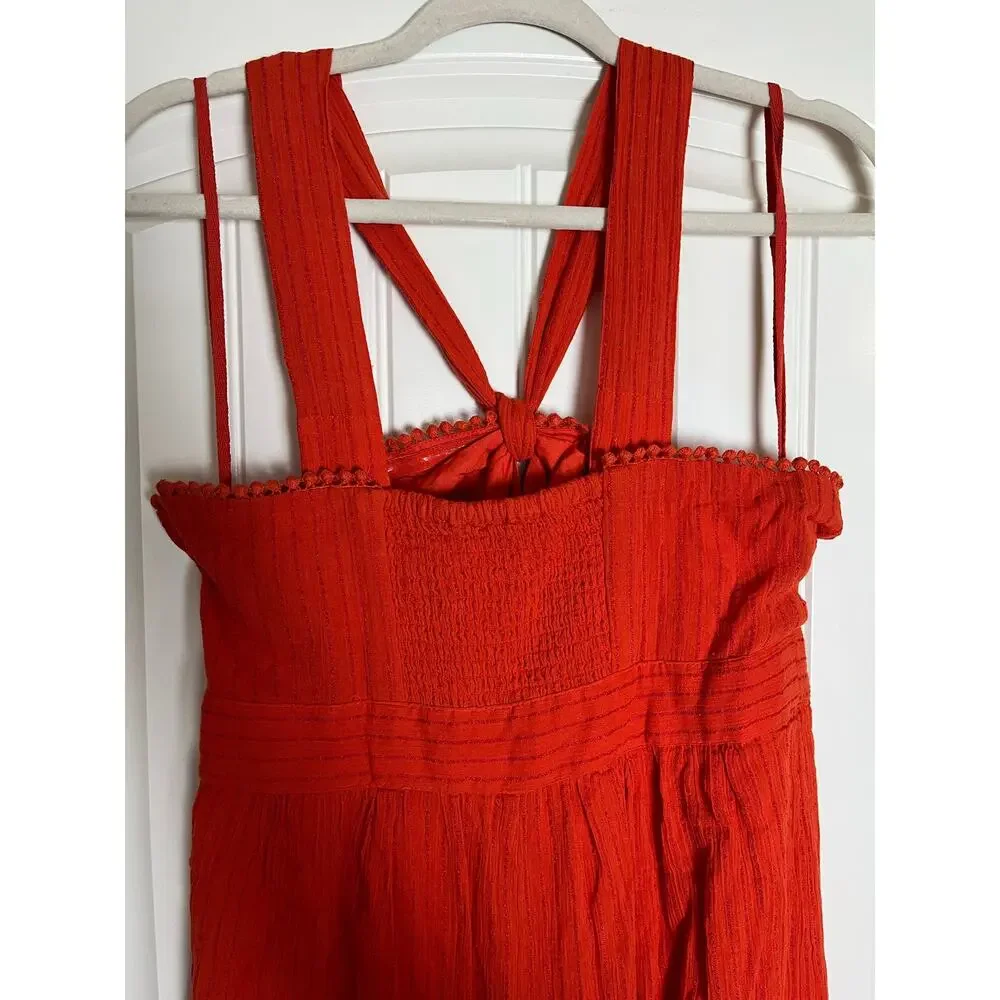 Maeve Anthropologie | Size 10 Proust Wide-Leg Twist Top Halter Jumpsuit Orange